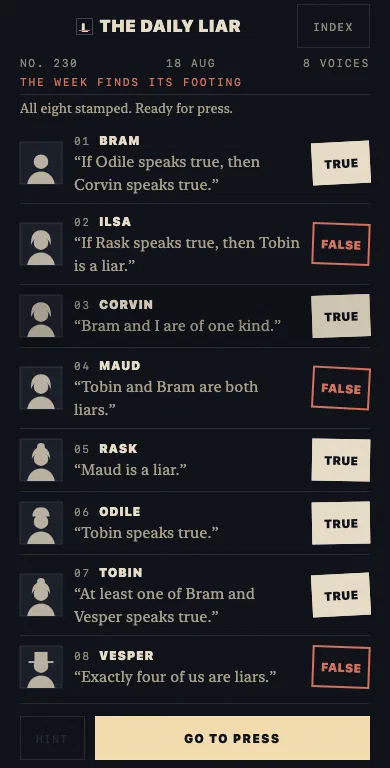 The testimony screen in the night edition
